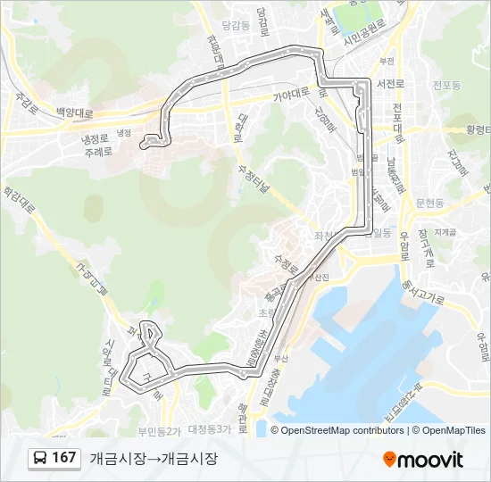 167 버스 노선 지도