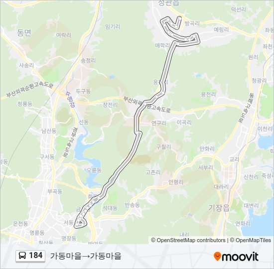 184 버스 노선 지도