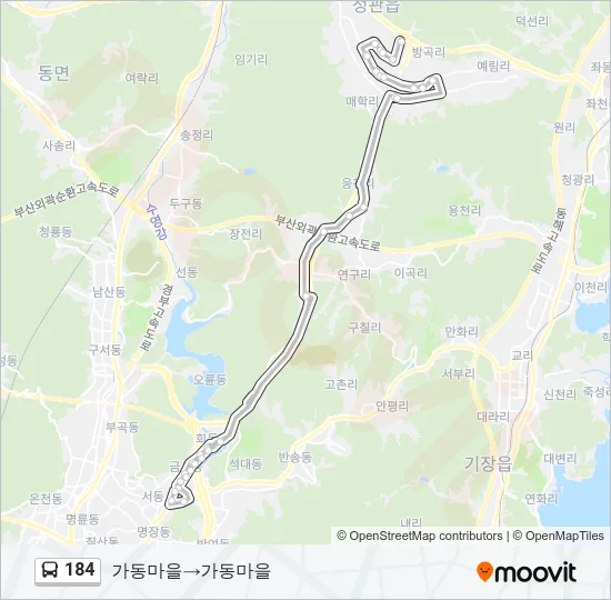 184 버스 노선 지도