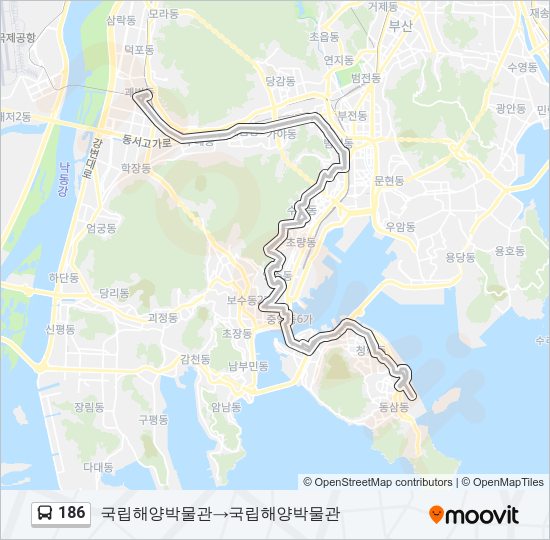 186 버스 노선 지도