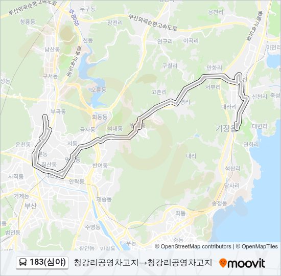 183(심야) 버스 노선 지도