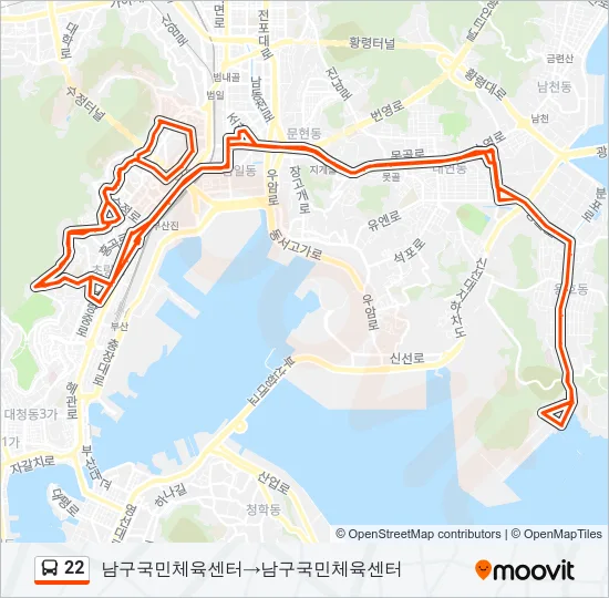 22 버스 노선 지도