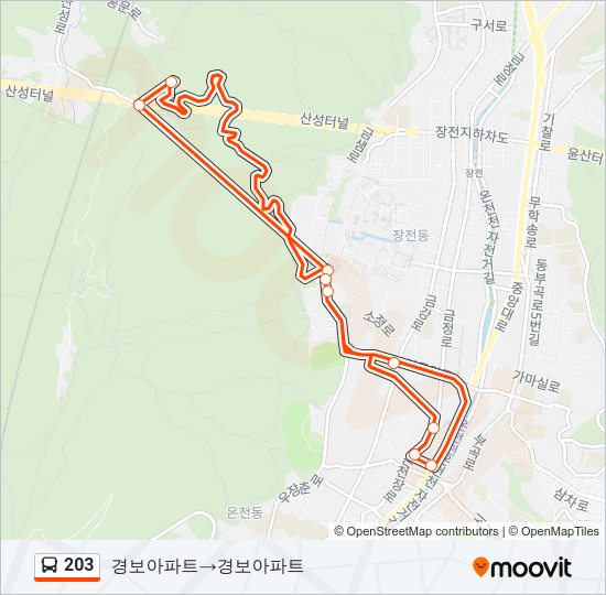 203 Bus Line Map