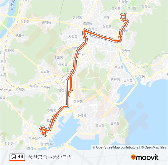 43 Bus Line Map