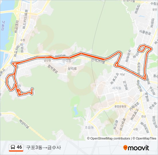 46 버스 노선 지도