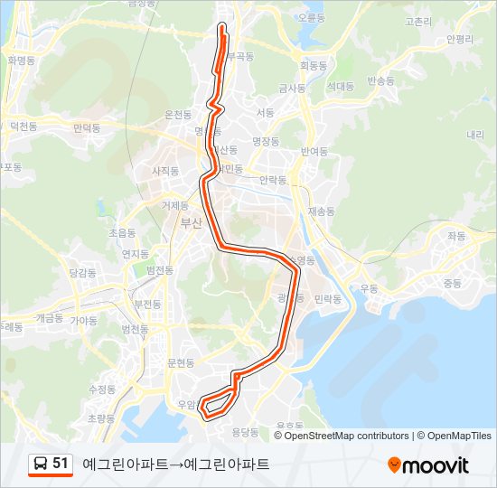 51 버스 노선 지도