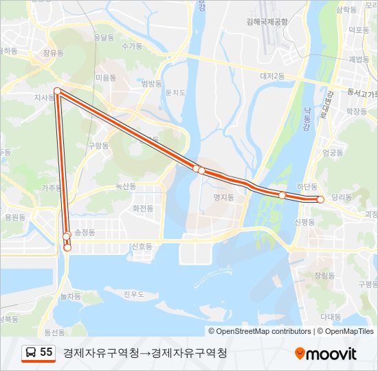 55 버스 노선 지도