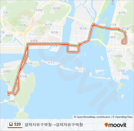 520 버스 노선 지도