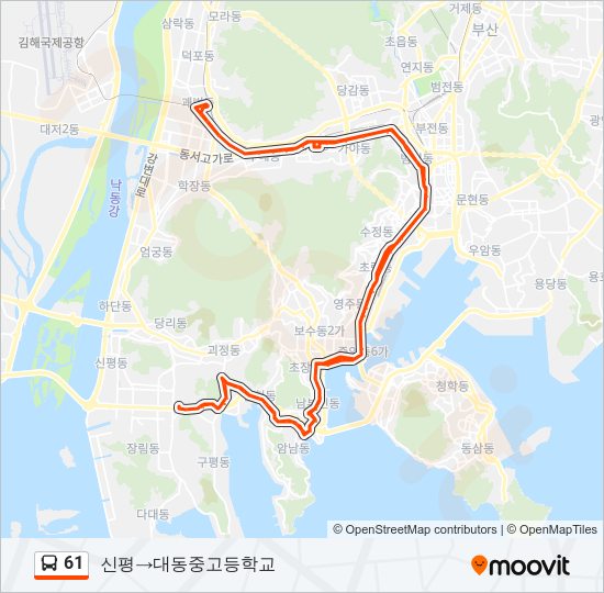 61 버스 노선 지도