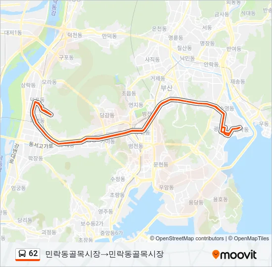 62 버스 노선 지도