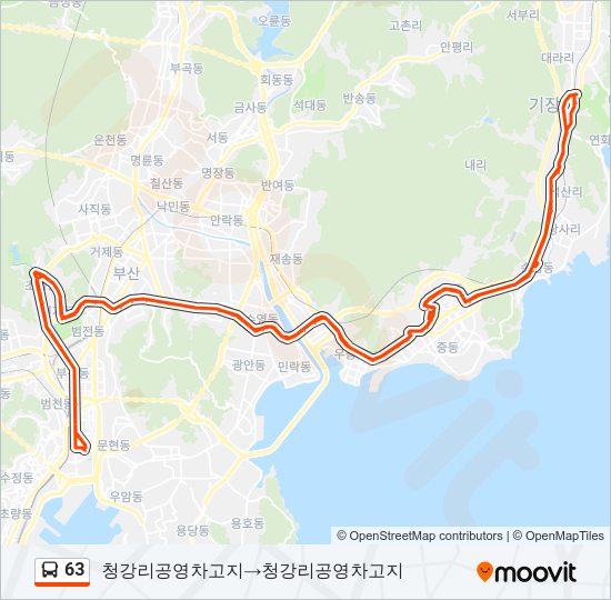 63 버스 노선 지도
