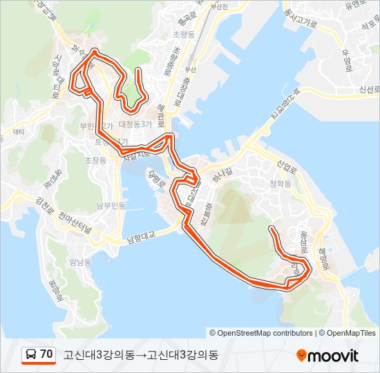 70 Bus Line Map