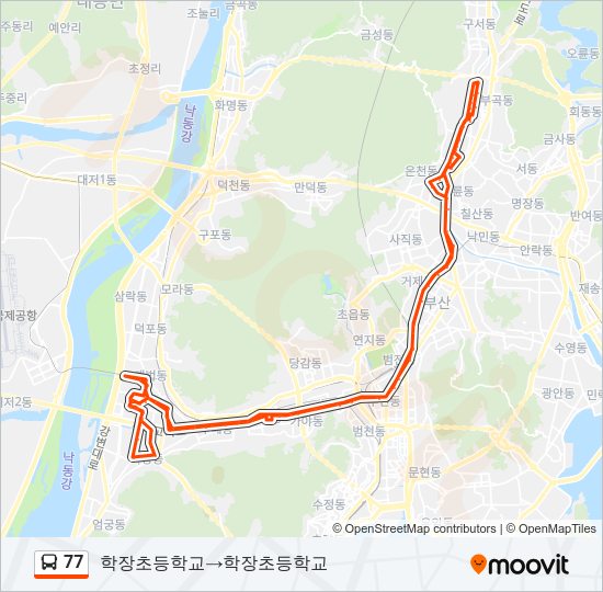 77 버스 노선 지도