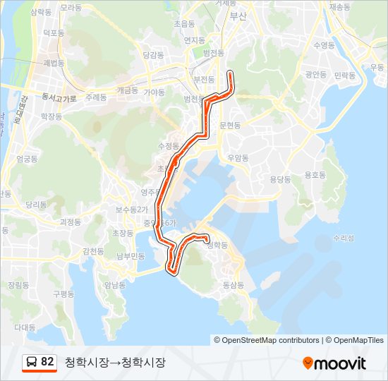 82 버스 노선 지도