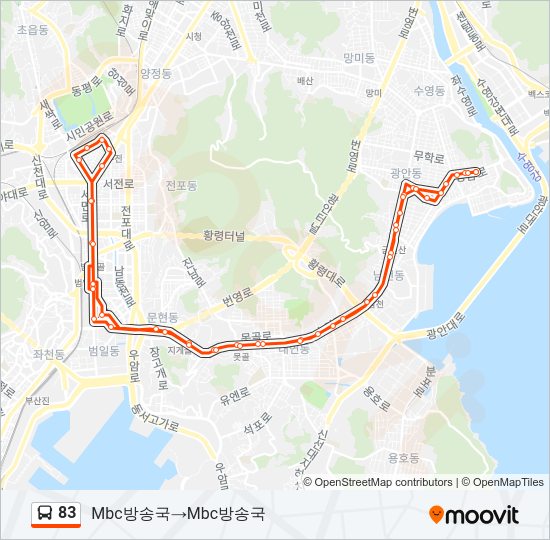 83 버스 노선 지도