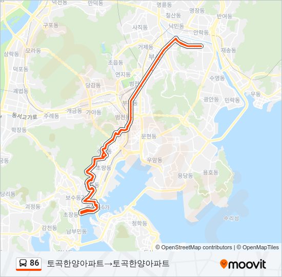 86 버스 노선 지도
