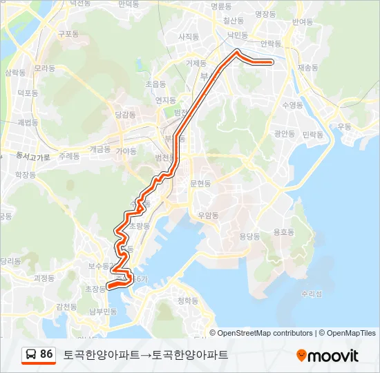 86 Bus Line Map