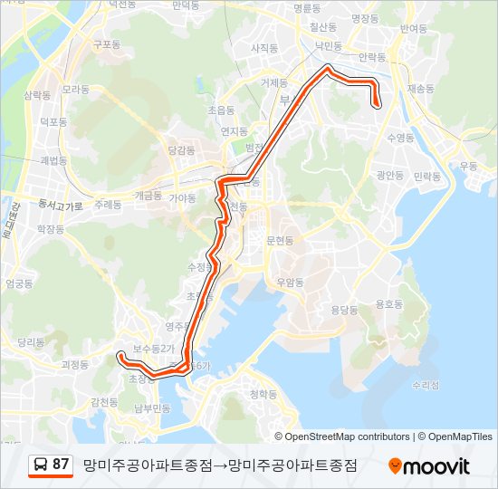 87 버스 노선 지도