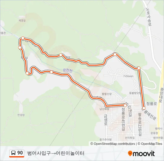 90 버스 노선 지도