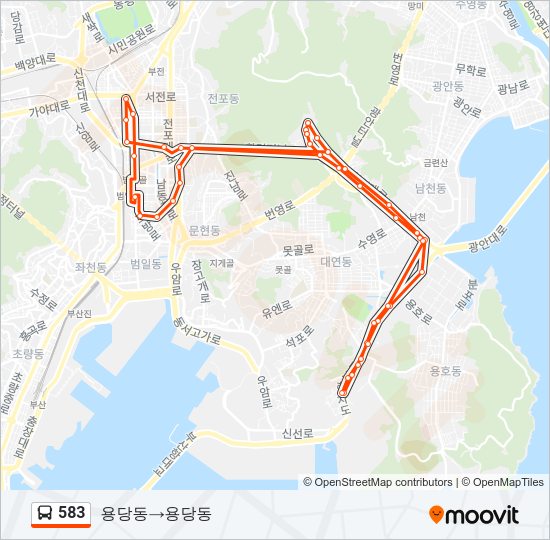 583 버스 노선 지도