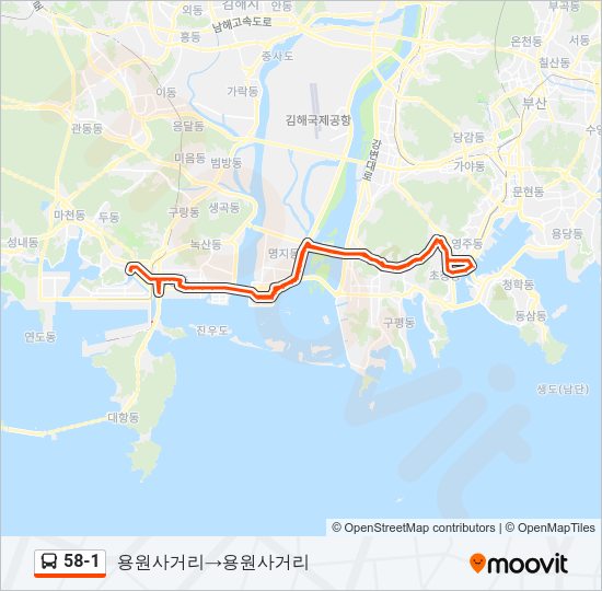 58-1 버스 노선 지도