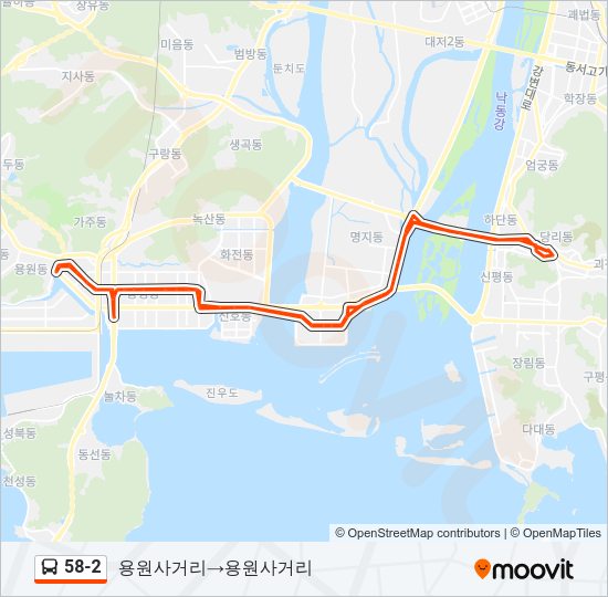 58-2 버스 노선 지도