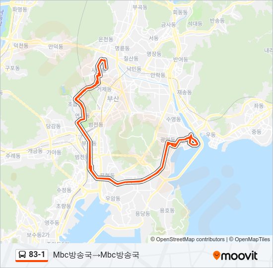 83-1 버스 노선 지도