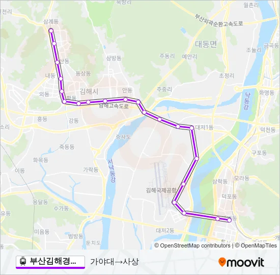 부산김해경전철 경전철 노선 지도