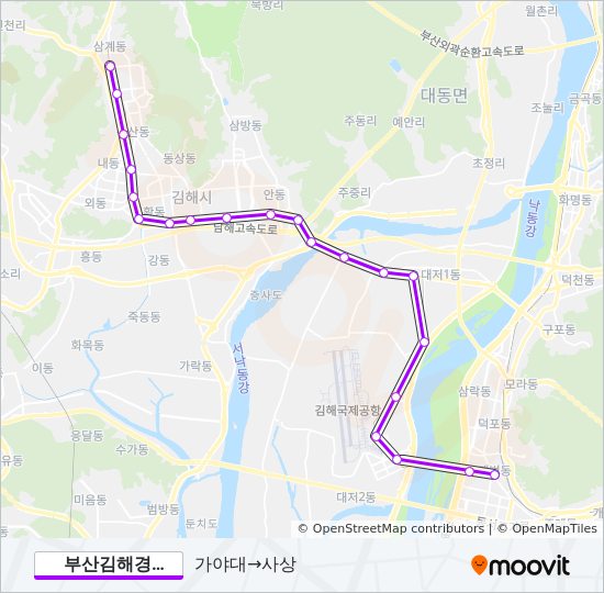부산김해경전철 경로: 일정, 정거장 & 지도 - 가야대‎→사상 (업데이트됨)