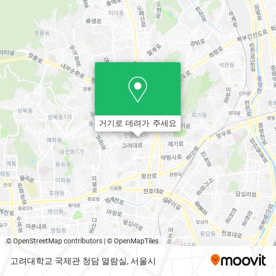 고려대학교 국제관 청담 열람실 지도