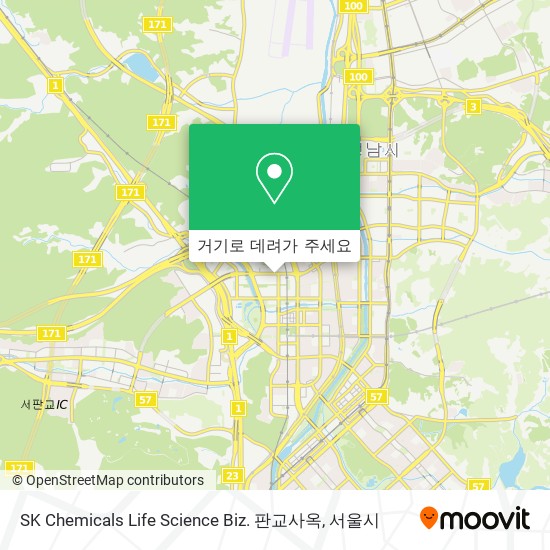 SK Chemicals Life Science Biz. 판교사옥 지도