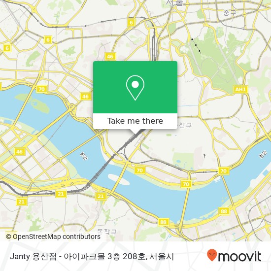 Janty 용산점 - 아이파크몰 3층 208호 지도