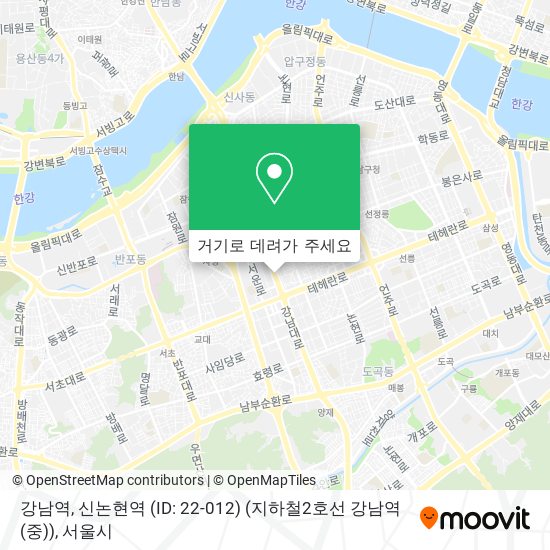 강남역, 신논현역 (ID: 22-012) (지하철2호선 강남역(중)) 지도