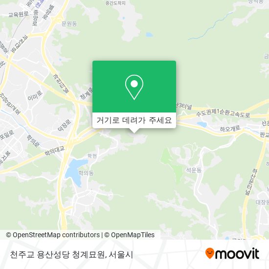 천주교 용산성당 청계묘원 지도
