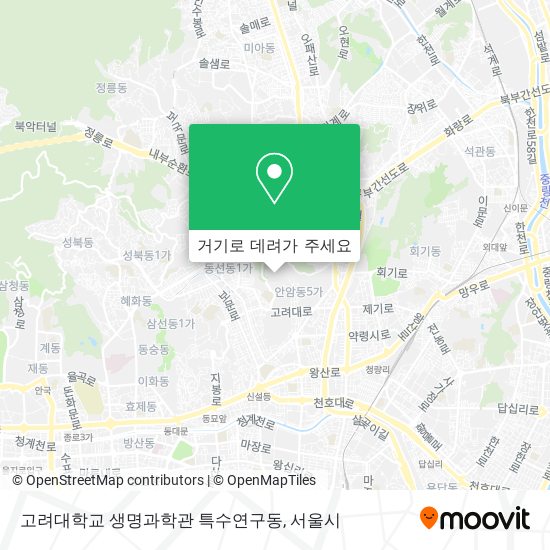 고려대학교 생명과학관 특수연구동 지도