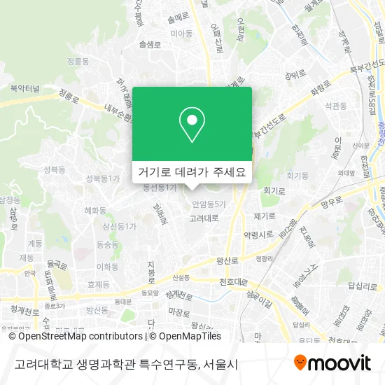 고려대학교 생명과학관 특수연구동 지도