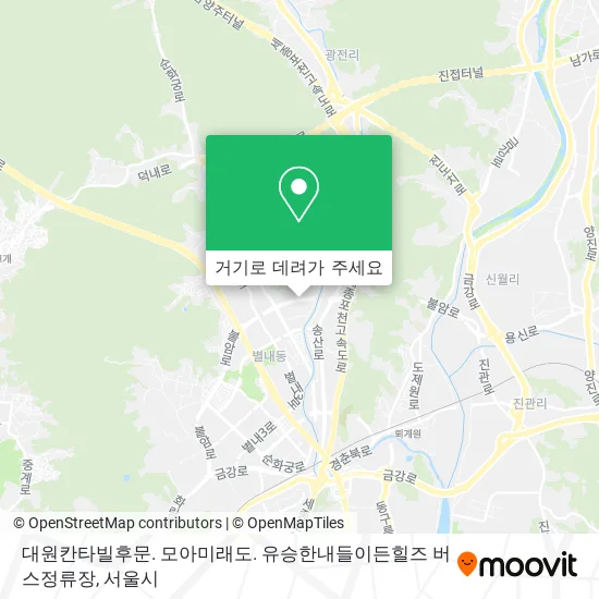 대원칸타빌후문. 모아미래도. 유승한내들이든힐즈 버스정류장 지도