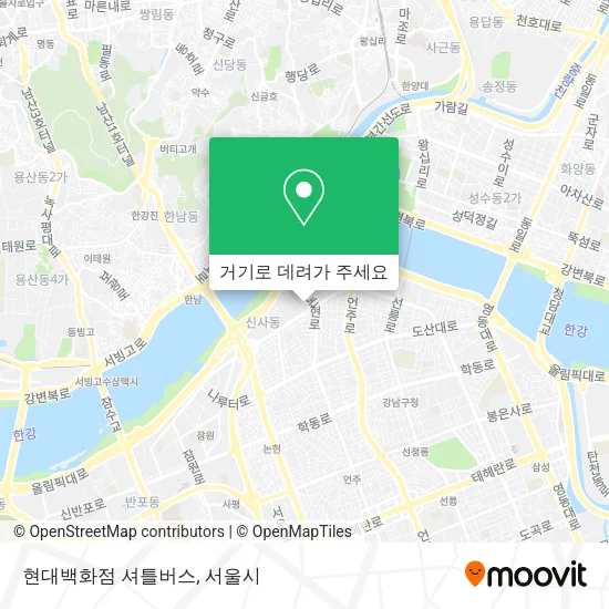 현대백화점 셔틀버스 지도