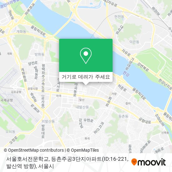 서울호서전문학교, 등촌주공3단지아파트(ID:16-221, 발산역 방향) 지도