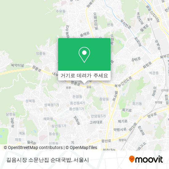 길음시장 소문난집 순대국밥 지도