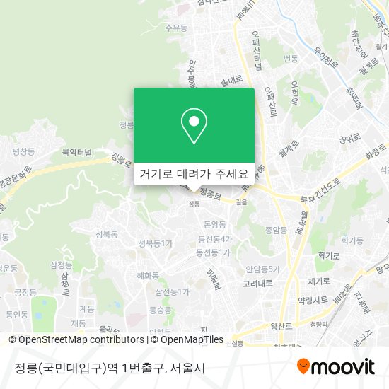 정릉(국민대입구)역 1번출구 지도