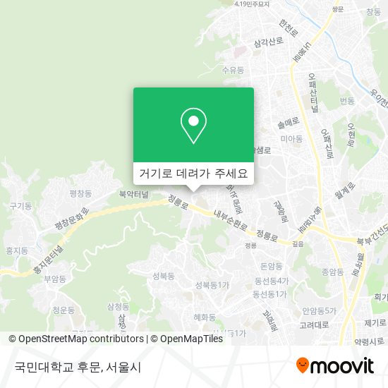 국민대학교 후문 지도