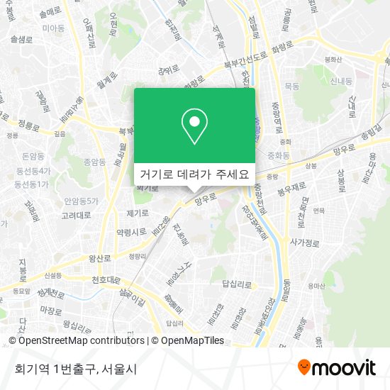회기역 1번출구 지도