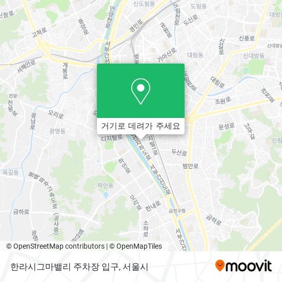 한라시그마밸리 주차장 입구 지도