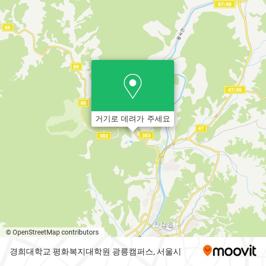 경희대학교 평화복지대학원 광릉캠퍼스 지도