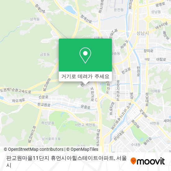 판교원마을11단지 휴먼시아힐스테이트아파트 지도