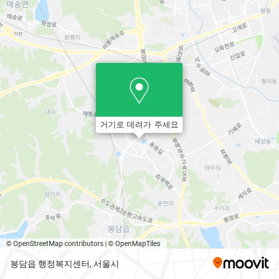 봉담읍 행정복지센터 지도