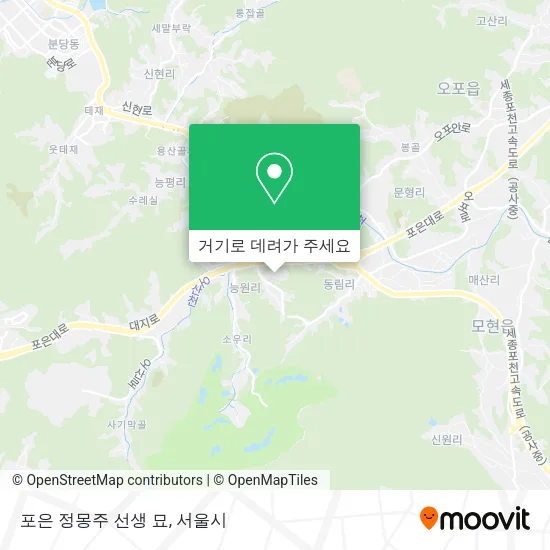 포은 정몽주 선생 묘 지도