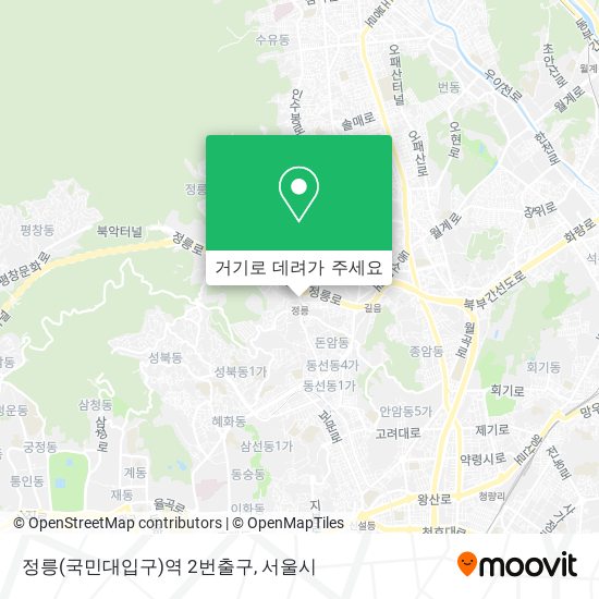 정릉(국민대입구)역 2번출구 지도
