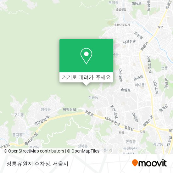 정릉유원지 주차장 지도